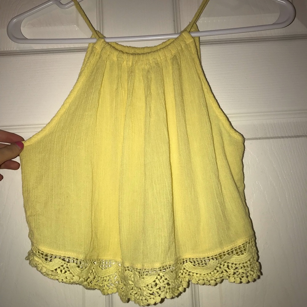 Halter yellow crop top